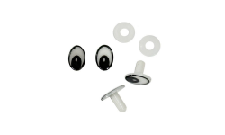 OJOS de seguridad ovalados blanco y negro con tarugo liso 16 mm