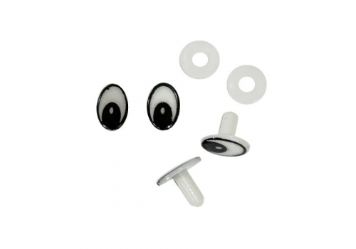 OJOS de seguridad ovalados blanco y negro con tarugo liso 16 mm