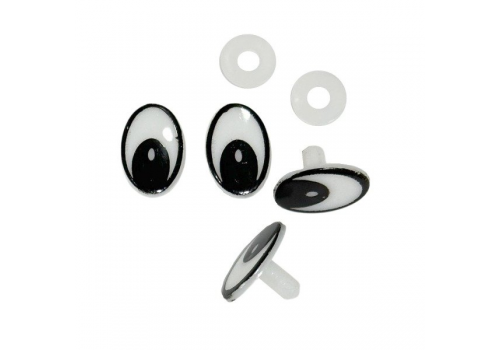 OJOS de seguridad ovalados blanco y negro con tarugo liso 22 mm