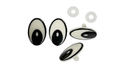 OJOS de seguridad ovalados blanco y negro con tarugo liso 30 mm