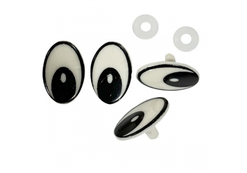 OJOS de seguridad ovalados blanco y negro con tarugo liso 30 mm