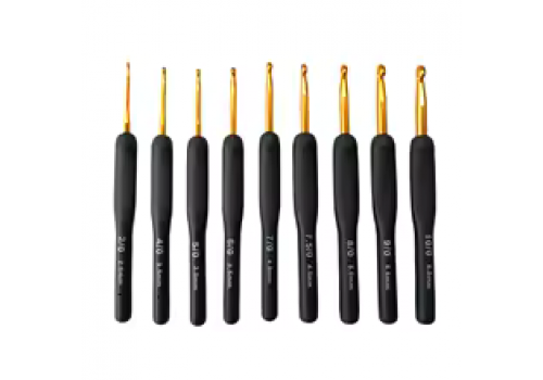 Set de agujas de  crochet  negro (9 unidades) Importadas